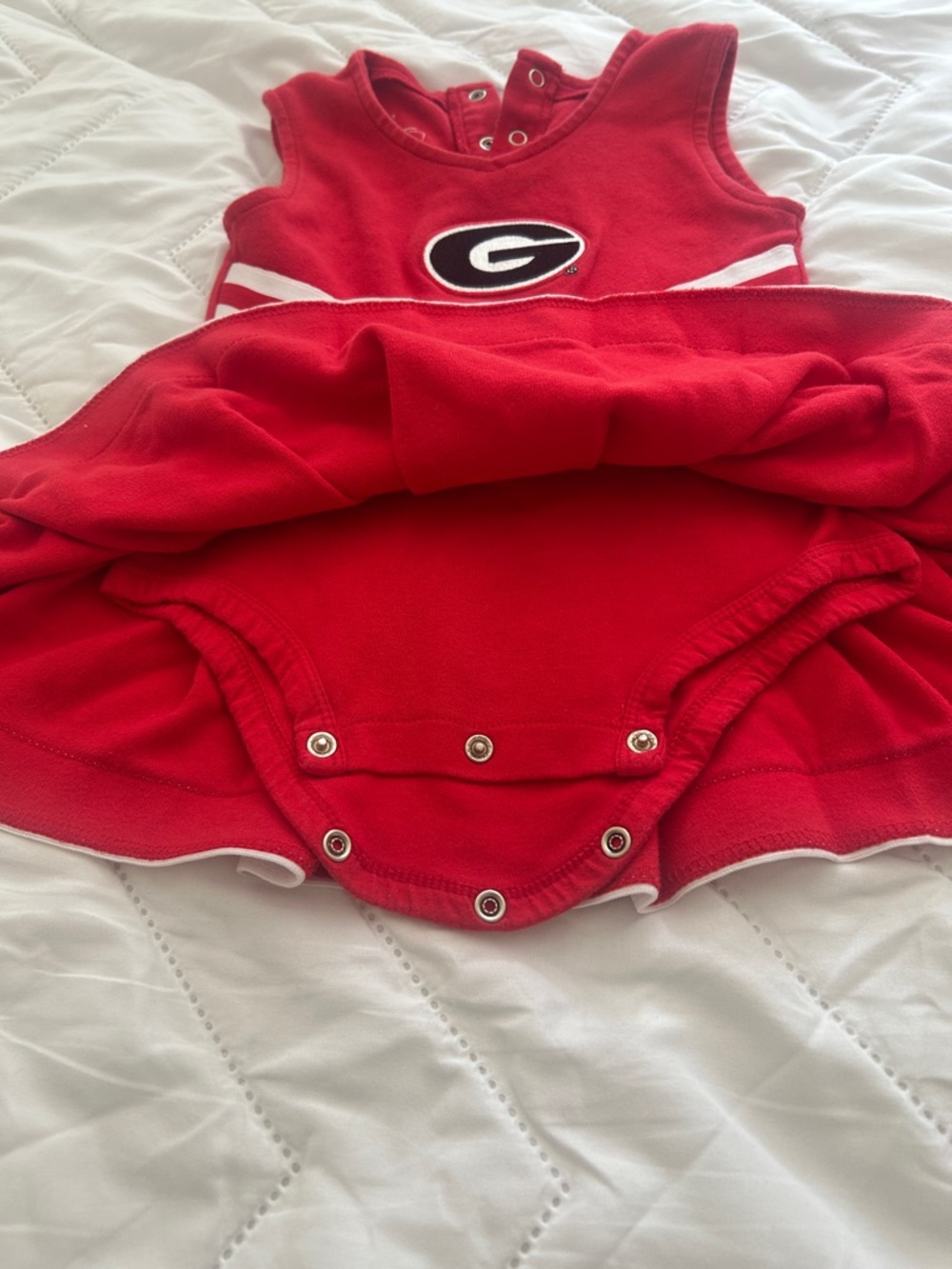 Red Kids Sleeveless Cheer Dress with Snap Bodysuit - Picture 2 of 4